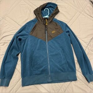 Nike Polar Fleece Windrunner Full Zip Hoodie Jacket Blue Black 929114-474 MEDIUM